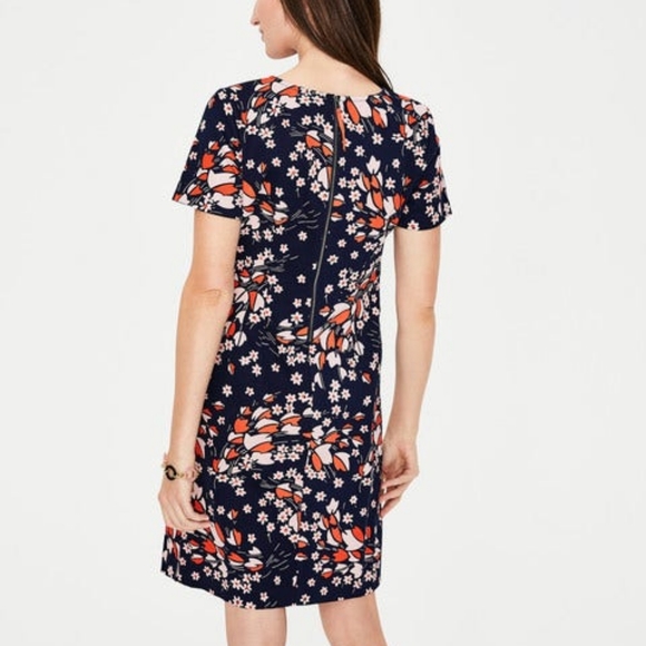 Boden Navy Autumnal Leaves Shift Dress, Size 14R - Picture 2 of 14
